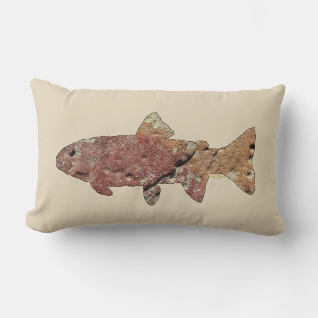 Moss Rock Trout Lumbar Pillow (Front)