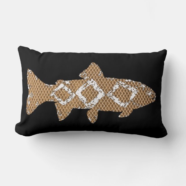 Moss Rock Trout Lumbar Pillow (Front)