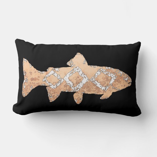 Moss Rock Trout Lumbar Pillow (Front)