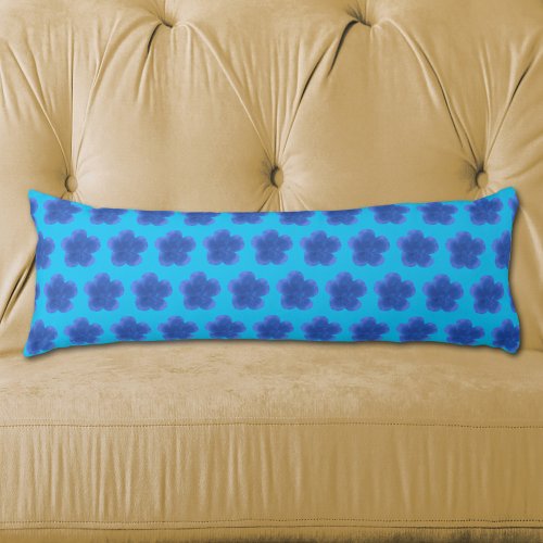 Moss Rose Flower Seamless Pattern on Light Blue Body Pillow