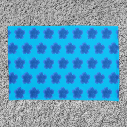 Moss Rose Flower Seamless Pattern on Light Blue Pillow Case