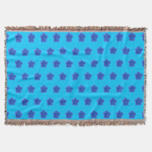 Moss Rose Flower Seamless Pattern on Light Blue Throw Blanket