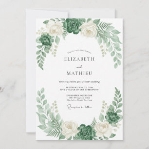Moss Succulent Foliage Wedding Invitation