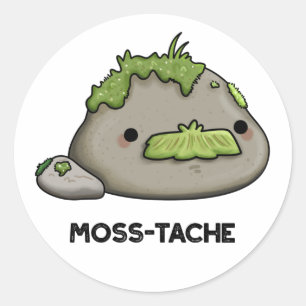 Moss-tache Funny Moustache Pun  Classic Round Sticker