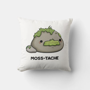 Moss-tache Funny Moustache Pun Throw Pillow