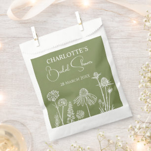 Moss Wildflowers Sketched Floral Favor Bag