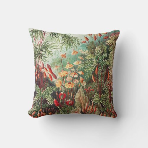 Mosses Muscinae Laubmoose by Ernst Haeckel Throw Pillow