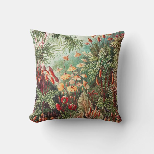 Mosses, Muscinae Laubmoose by Ernst Haeckel Throw Pillow (Front)