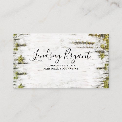 Mossy Birch Bark Rustic Country Woodland Business Card