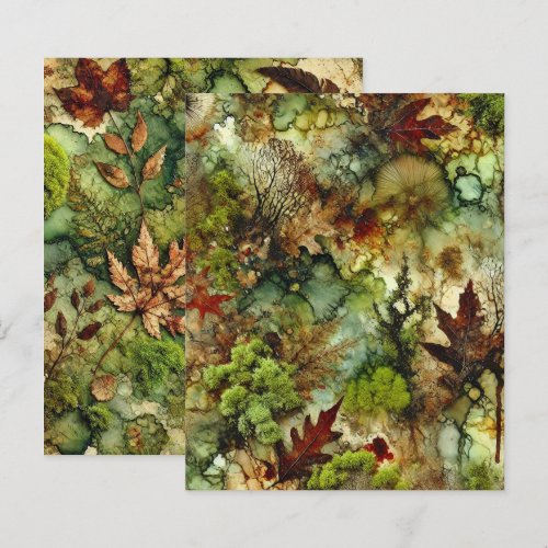 Mossy Fall Forest Alcohol Ink Scrapbook Paper
