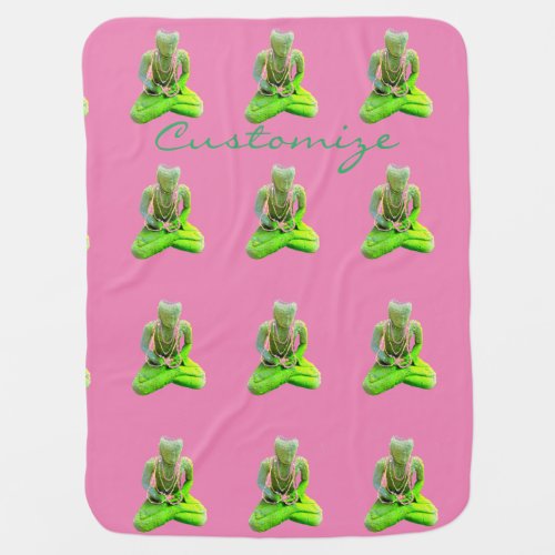 Mossy Green Buddha Meditating Thunder_Cove Baby Blanket