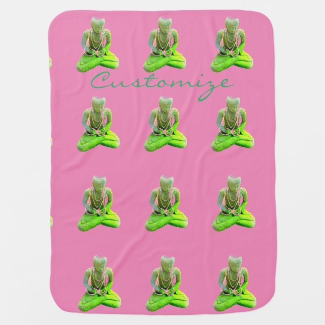 Mossy Green Buddha Meditating Thunder_Cove Baby Blanket (Front)