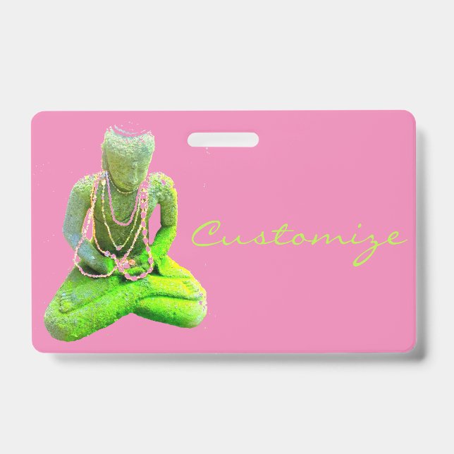Mossy Green Buddha Meditating Thunder_Cove Badge (Front)