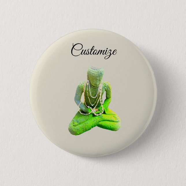 Mossy Green Buddha Meditating Thunder_Cove Button (Front)