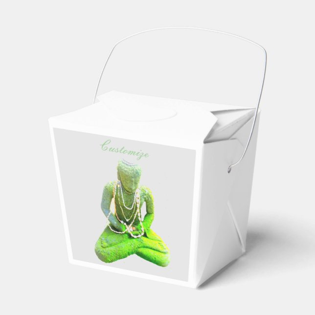 Mossy Green Buddha Meditating Thunder_Cove Favor Boxes (Front Side)