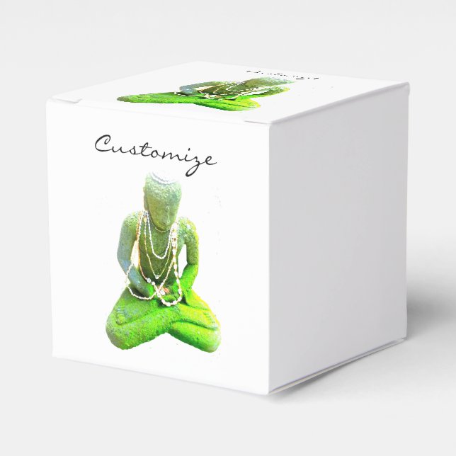 Mossy Green Buddha Meditating Thunder_Cove Favor Boxes (Front Side)