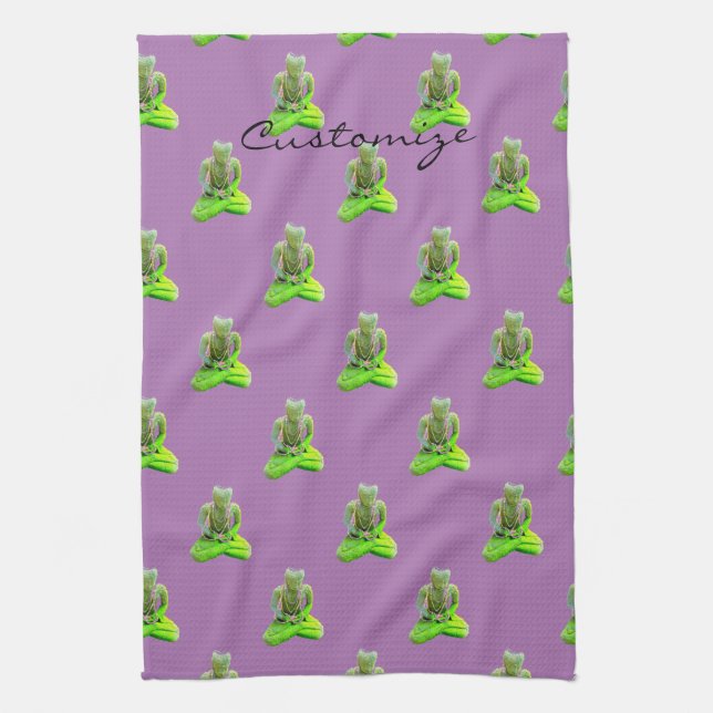 Mossy Green Buddha Meditating Thunder_Cove  Kitchen Towel (Vertical)