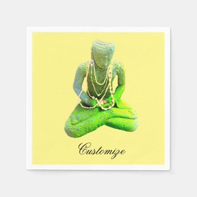 Mossy Green Buddha Meditating Thunder_Cove Napkins (Front)