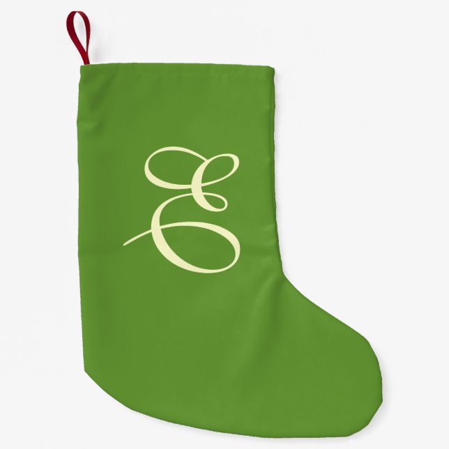 Mossy Green Monogram Christmas Stocking (Front)
