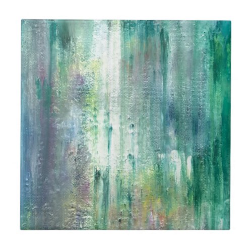 Mossy-Hand Painted Abstract Wabi Sabi Art Ceramic Tile
