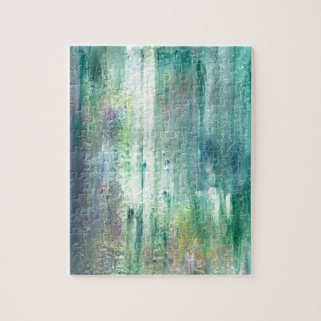 Mossy-Hand Painted Abstract Wabi Sabi Art Jigsaw Puzzle (Vertical)
