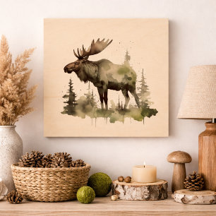 Mossy Moose Wildlife Portrait  Wood Wall Art