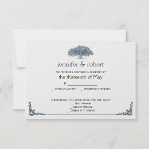 Mossy Oak Tree in Blue Wedding Response Card