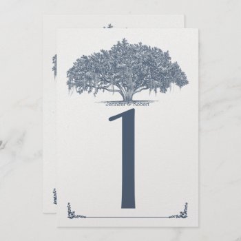 Mossy Oak Tree In Blue Wedding Table Number by NoteableExpressions at Zazzle
