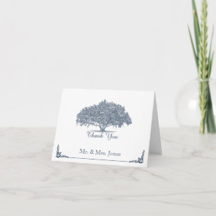 Mossy Oak Tree in Blue Wedding Thank You Card