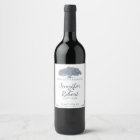 Mossy Oak Tree in Blue Wedding Wine Label