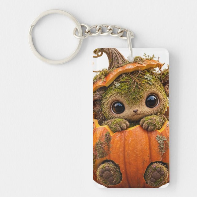 Mossy Pumpkin Creature Keychain (Front)