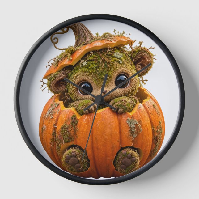 Mossy Pumpkin Creature Wall Clock (Front)