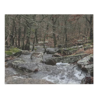 Mossy rocks creek faux canvas print