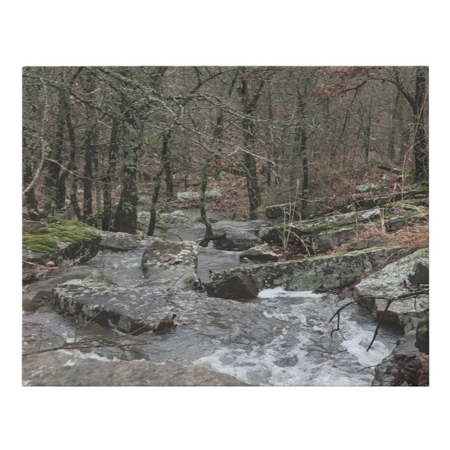 Mossy rocks creek faux canvas print (Front)