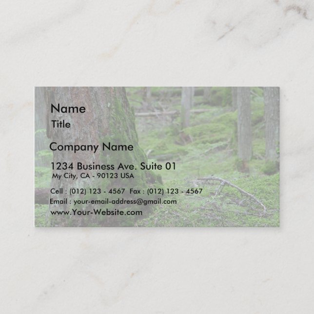 Mossy Trees Forests Woods Business Card (Front)