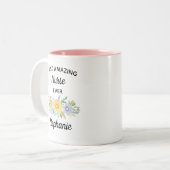 Most Amazing Nurse Ever Painted Floral Watercolor Two-Tone Coffee Mug (Front Left)