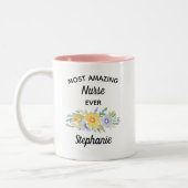 Most Amazing Nurse Ever Painted Floral Watercolor Two-Tone Coffee Mug (Left)