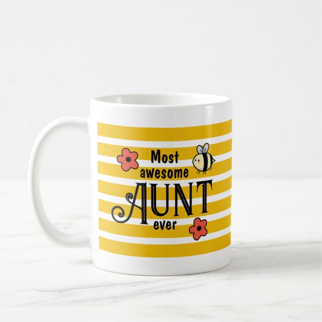 Most Awesome Aunt Ever Bees And Flowers Coffee Mug (Left)