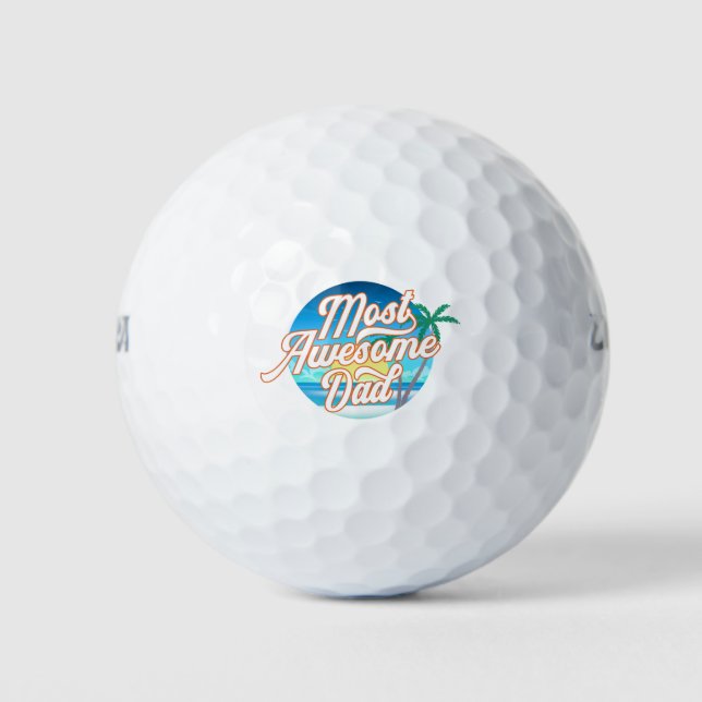 Most Awesome Dad Father's Day | Golf Balls (Front)