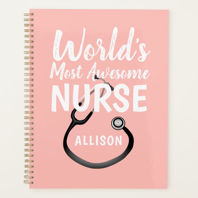 Most Awesome Nurse Pink Medical Personalized Planner (Front)