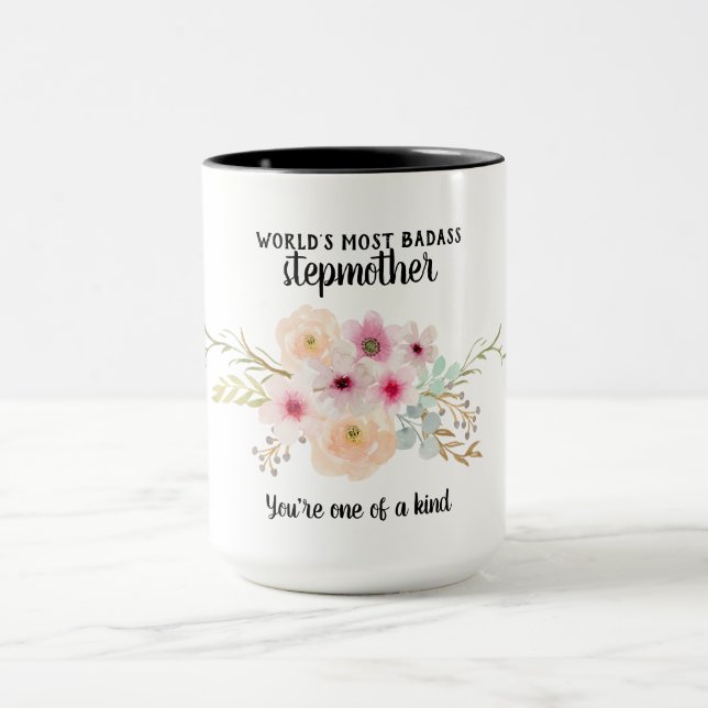 Most Badass Stepmother - One of a Kind Flowers Mug (Center)