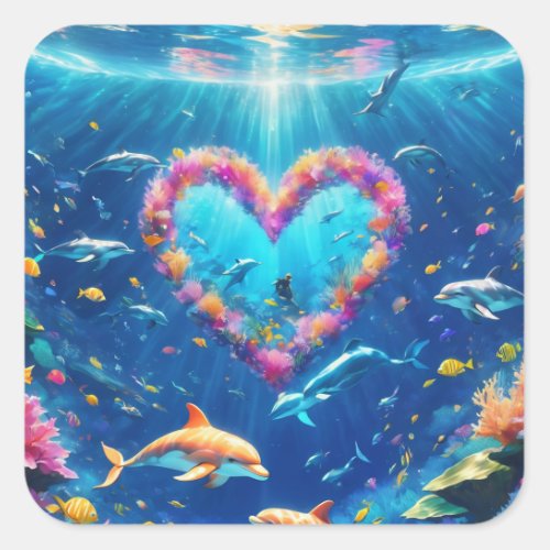 Most beautiful dolphins sticker square sticker