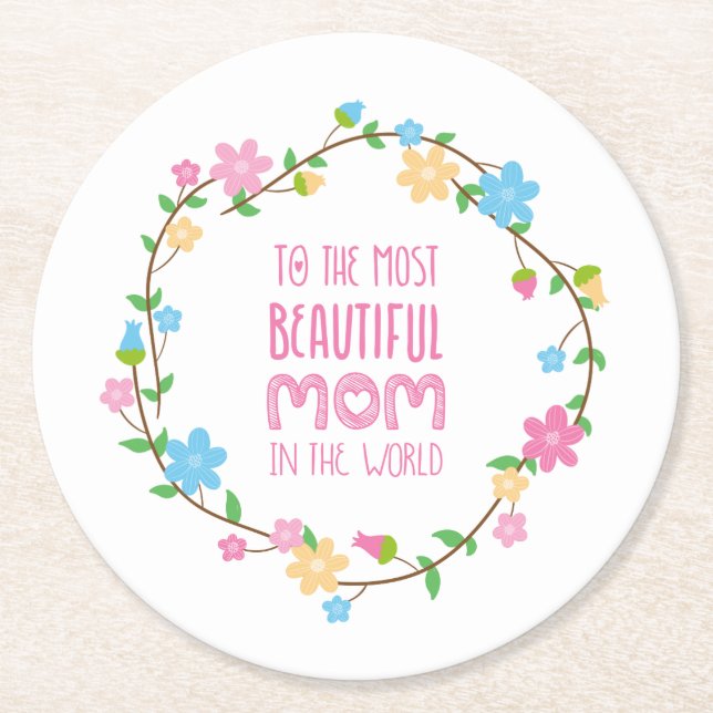 Most Beautiful Mom Mother's Day | Coaster (Front)