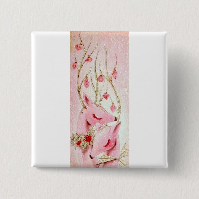 Most Beautiful Vintage Christmas Deer Button (Front)