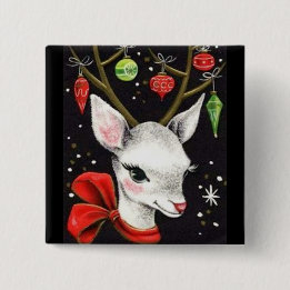 Most Beautiful Vintage Christmas Deer Button
