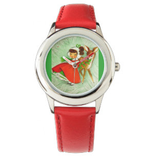 Most Beautiful Vintage Christmas Deer & Girl Watch