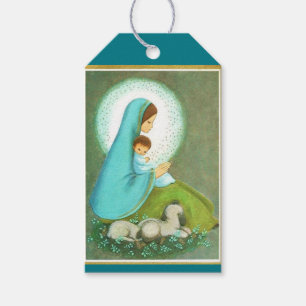 Most Beautiful Vintage Mid Century Madonna & Child Gift Tags