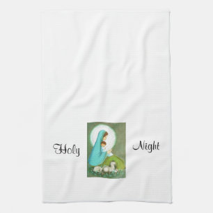 Most Beautiful Vintage Mid Century Madonna & Child Towel