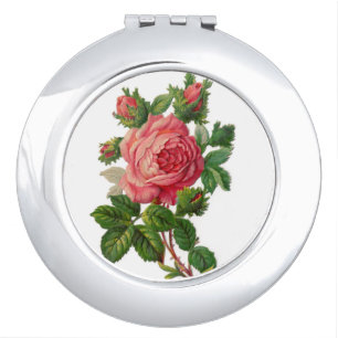 Most Beautiful Vintage Pink Rose Compact Mirror