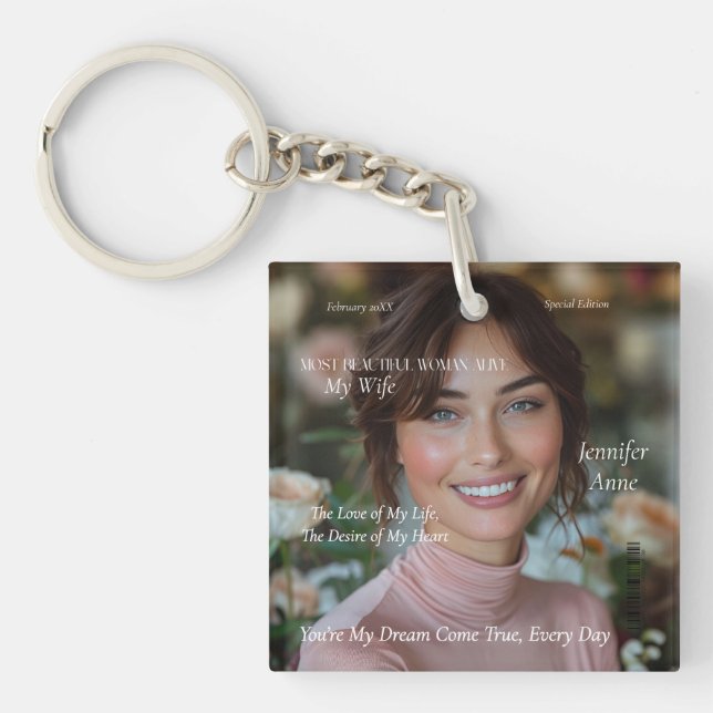 Most Beautiful Woman Alive girlfriend wife Keychain (Front)